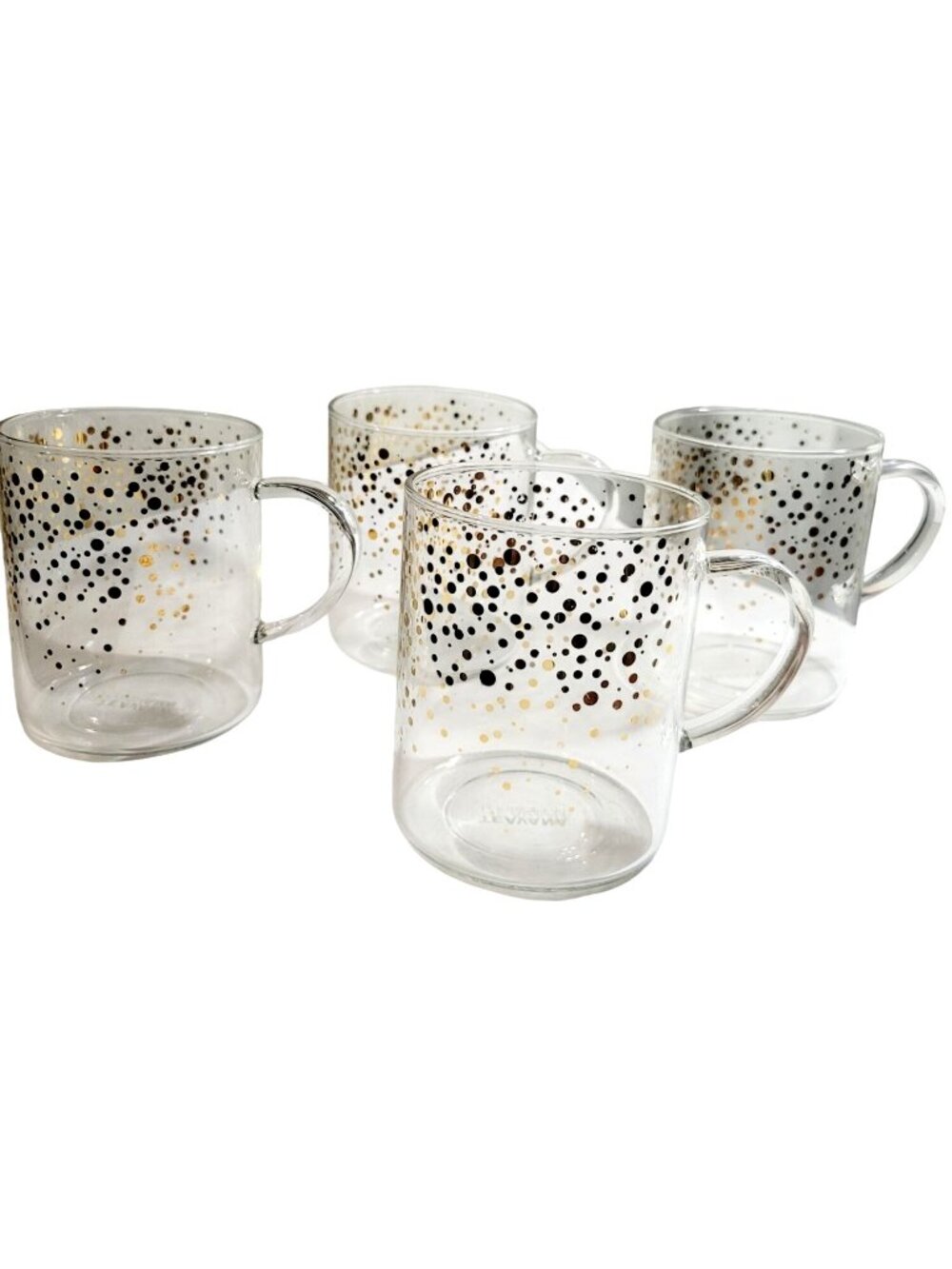Teavana Starbucks 2015 Gold Confetti Clear Glass Coffee Tea Mug Set Of 4 - Picture 2 of 11